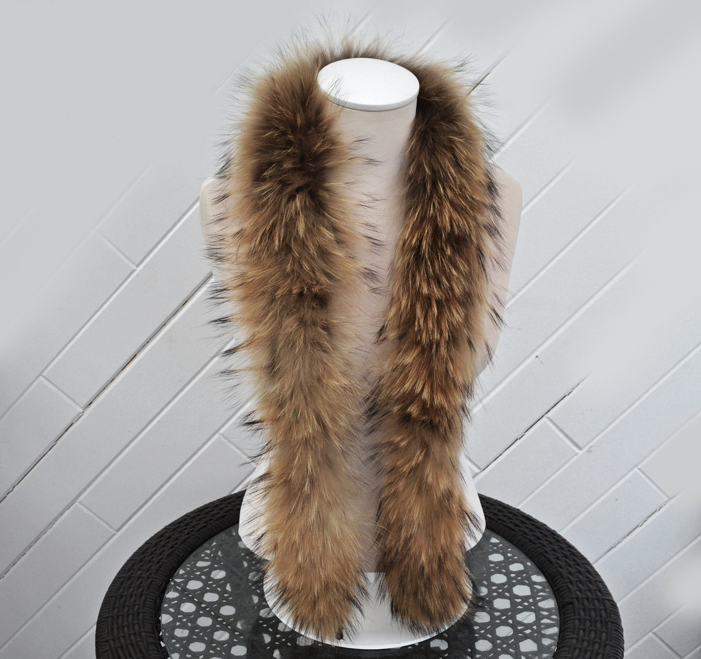 BY ORDER, Extra Long 130 cm Real Raccoon Fur Collar, Fur Trim for Hoodie, Raccoon Fur Collar, Fur Scarf, Fur Ruff, Fur Hood, Hood Fur