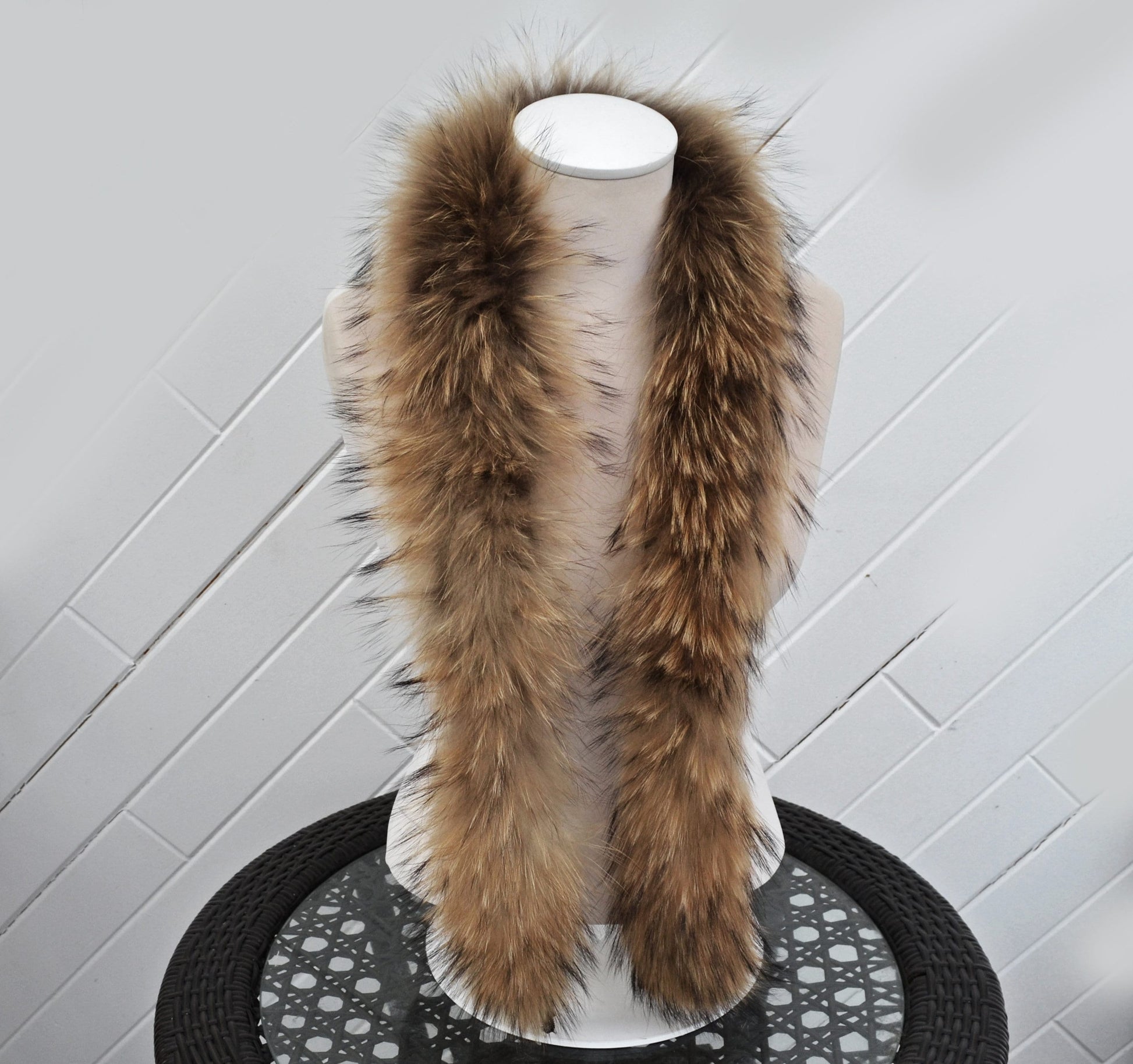 BY ORDER, Extra Long 130 cm Real Raccoon Fur Collar, Fur Trim for Hoodie, Raccoon Fur Collar, Fur Scarf, Fur Ruff, Fur Hood, Hood Fur