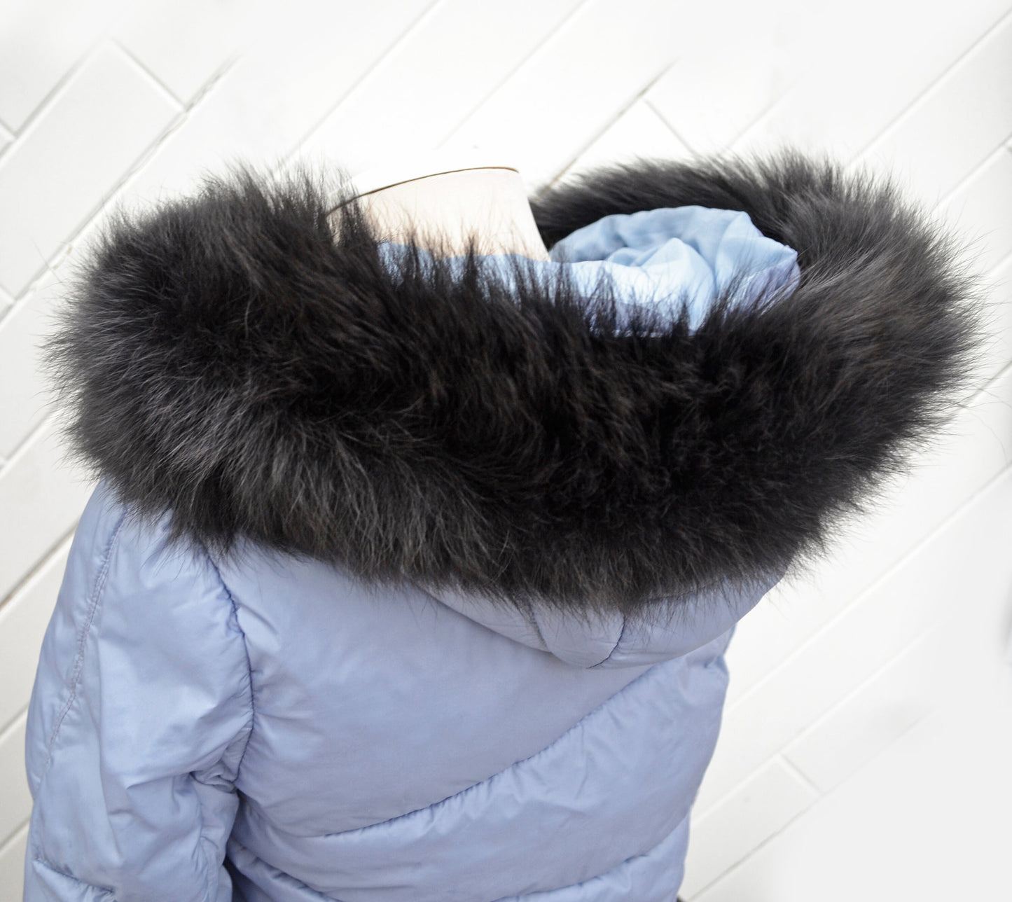 Silver Fox Look real fox fur hood trim made from fox tail fur – Double – view 3