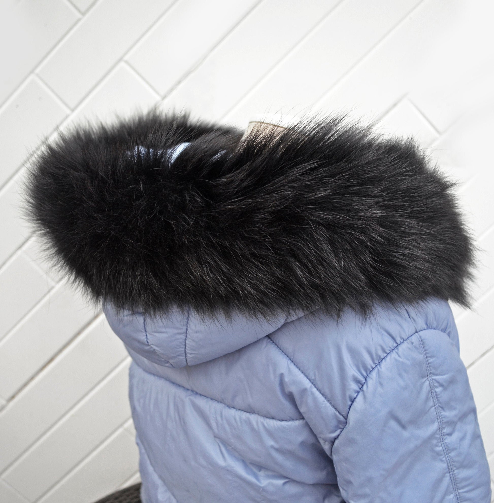Silver Fox Look real fox fur hood trim made from fox tail fur – Double – view 2
