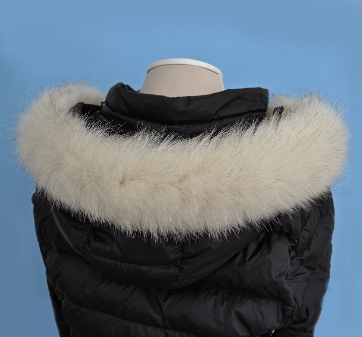 Ivory real fox fur hood trim made from fox tail fur – Single – view 4