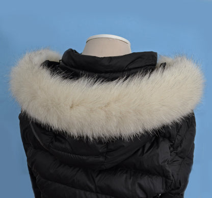 Ivory real fox fur hood trim made from fox tail fur – Single – view 4