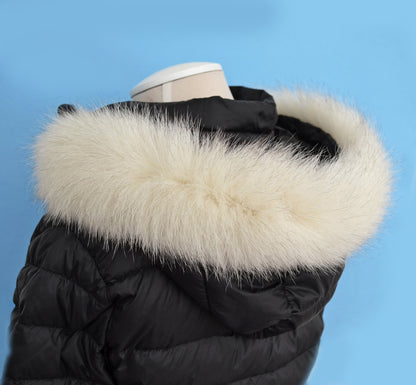 Ivory real fox fur hood trim made from fox tail fur – Single – view 2