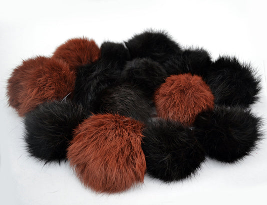 Rabbit Fur Pom Pom: Brown Hat Accessory (2-4 inch)