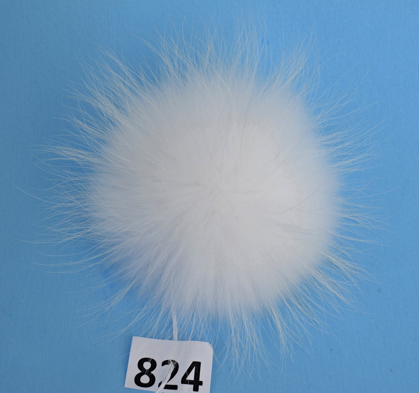 White Raccoon Fur Pom Pom: 7" Fluffy Knit Hat Ball