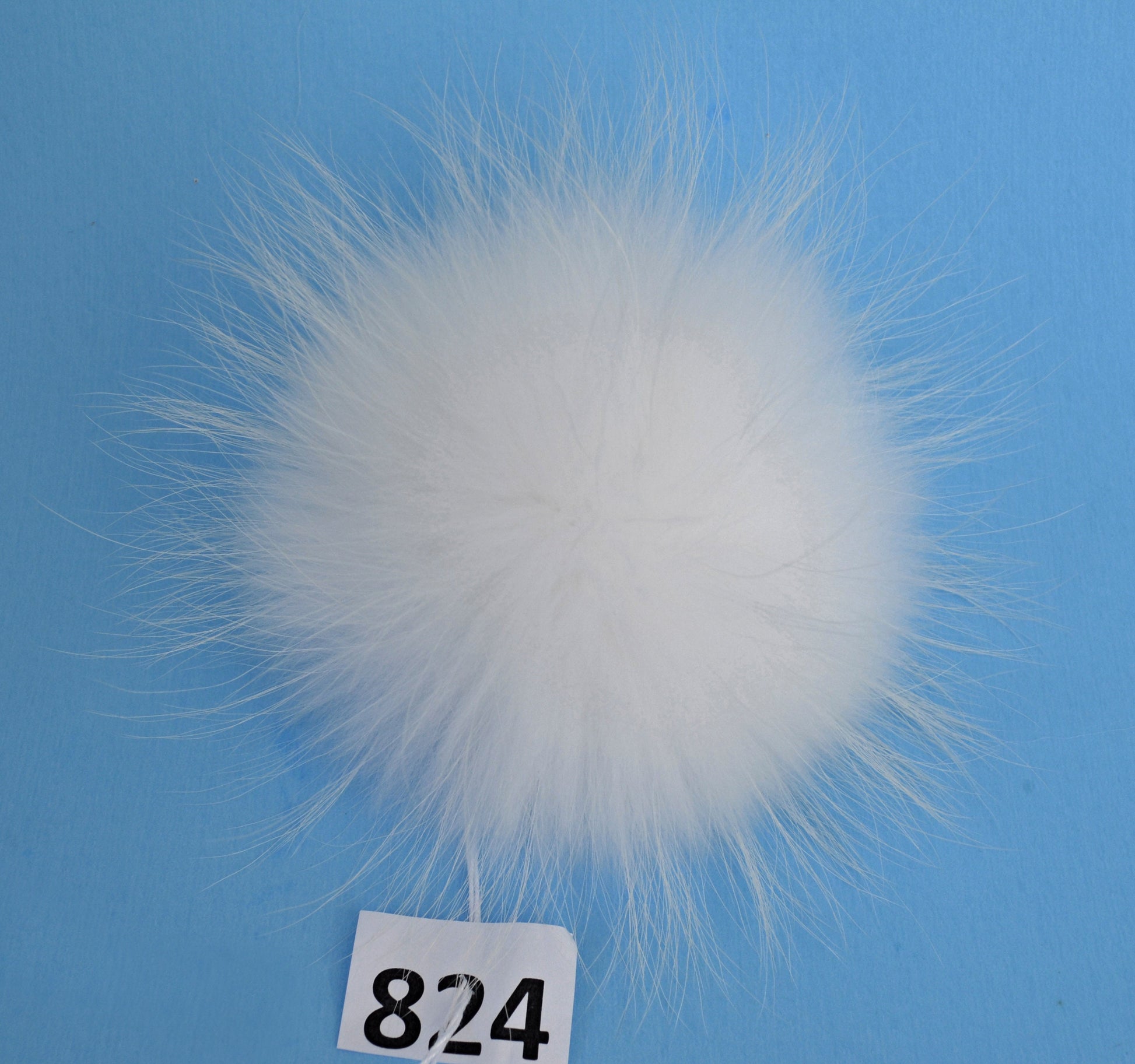 White Raccoon Fur Pom Pom: 7" Fluffy Knit Hat Ball