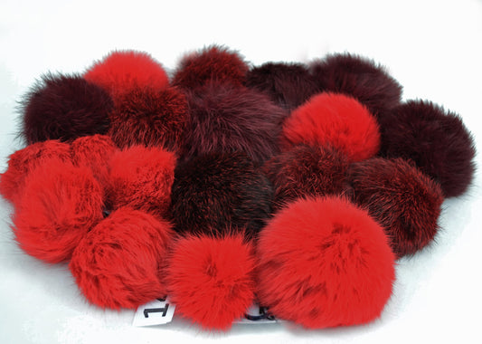 2" to 4,5" RABBIT FUR POM Poms! Red Genuine Fur Pom Pom Real Rabbit Fur Ball Key Ring Large Rabbit Pompom Keychain Charm Pom Pom Hat Bag
