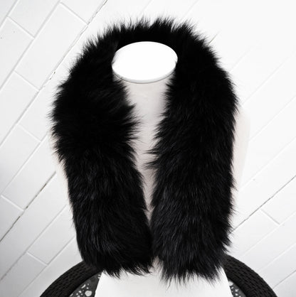 Black Fox Fur Ruff double – genuine fox tail fur – image 6