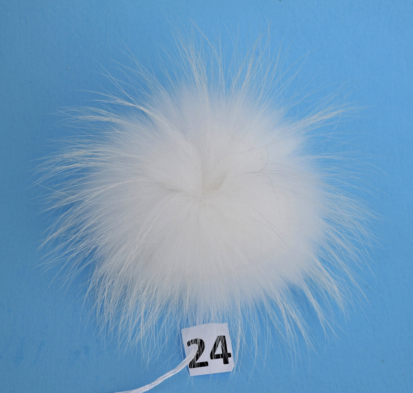 White Raccoon Fur Pom Pom: 7" Fluffy Knit Hat Ball