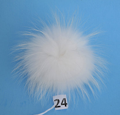 White Detachable Fur Pom Pom – genuine raccoon fur – image 5