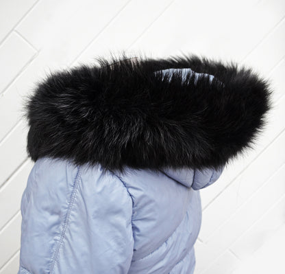 Black Fox Fur Ruff double – genuine fox tail fur – image 2