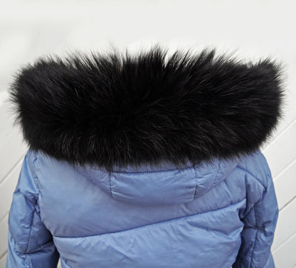 Black Fox Fur Ruff double – genuine fox tail fur – image 3