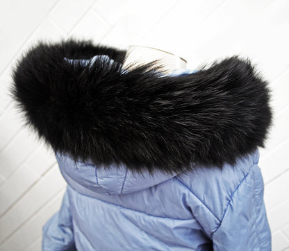 Black Fox Fur Ruff double – genuine fox tail fur – image 4