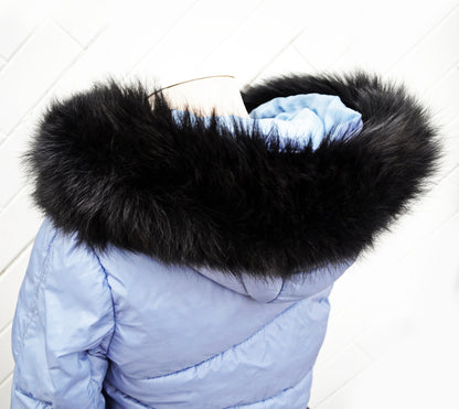 Black Fox Fur Ruff double – genuine fox tail fur – image 5