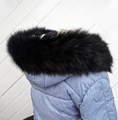 Black Fox Fur Ruff double – genuine fox tail fur – image 1