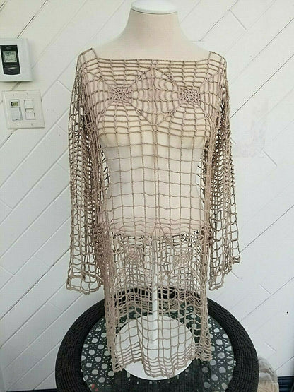 CROCHET TUNIC Dress, Beach Cover Up, Crochet Women Dress, Knitted Tunic, Summer Dress, Openwork, Spider Web Tunic, Sexy Lace Dress, Mini, L