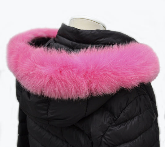 Real Pink Fox Fur Hood Trim: Luxury Finnish Fur Collar