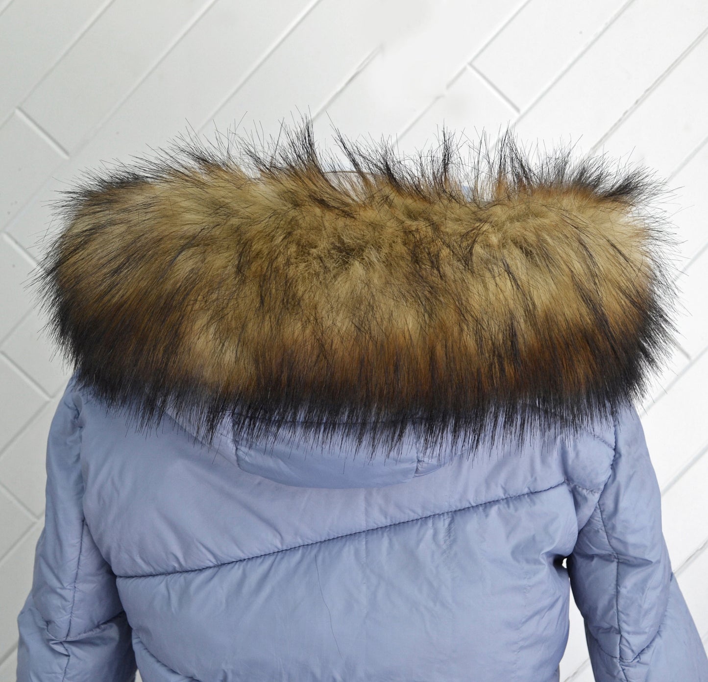 BY ORDER Faux Fur Vegan Trim Hood 70 cm, Large Faux Fur Collar Trim, Faux Raccoon Fur, Fur Ruff, Faux Fur Hood, Hood Fur Jacket, Fur stripe