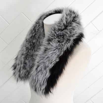 Silver Fox Look Fur Hood Ruff triple – genuine fox tail fur – image 6