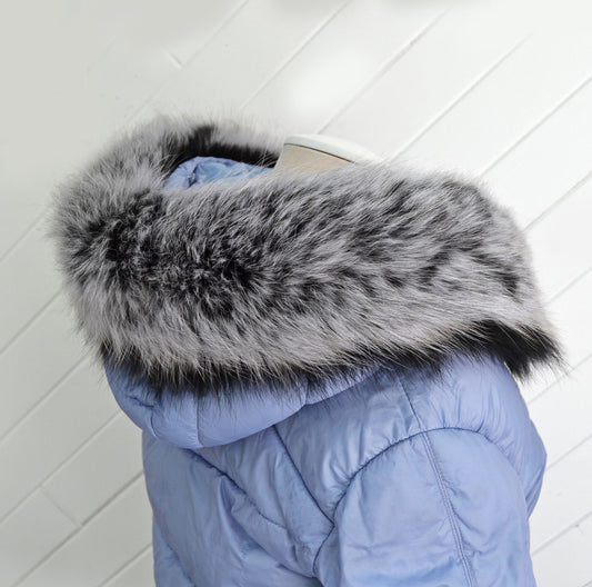 Silver Fox Look real fox fur hood trim made from fox tail fur – Triple – view 1