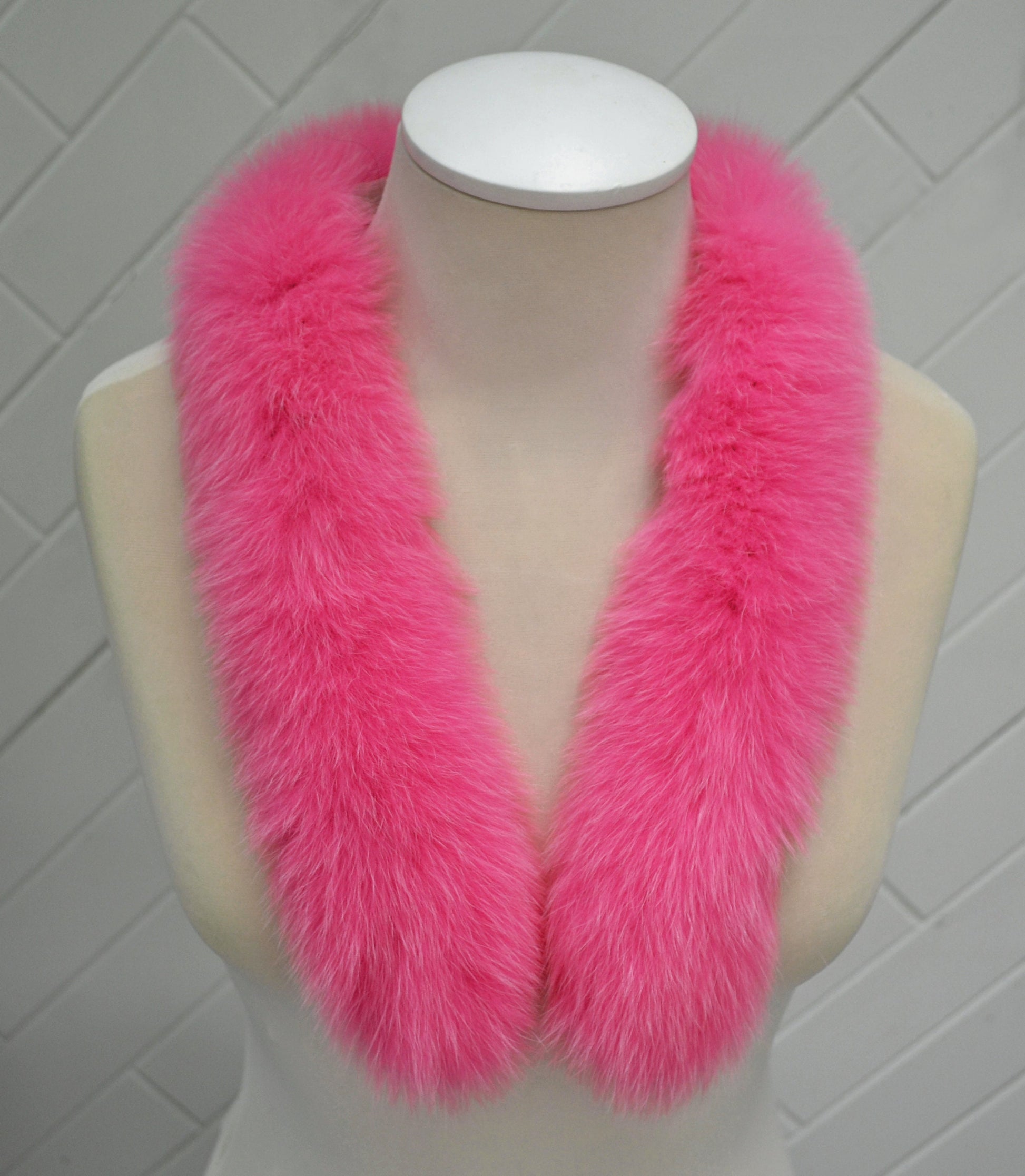 Real Pink Fox Fur Hood Trim: Luxury Finnish Fur Collar