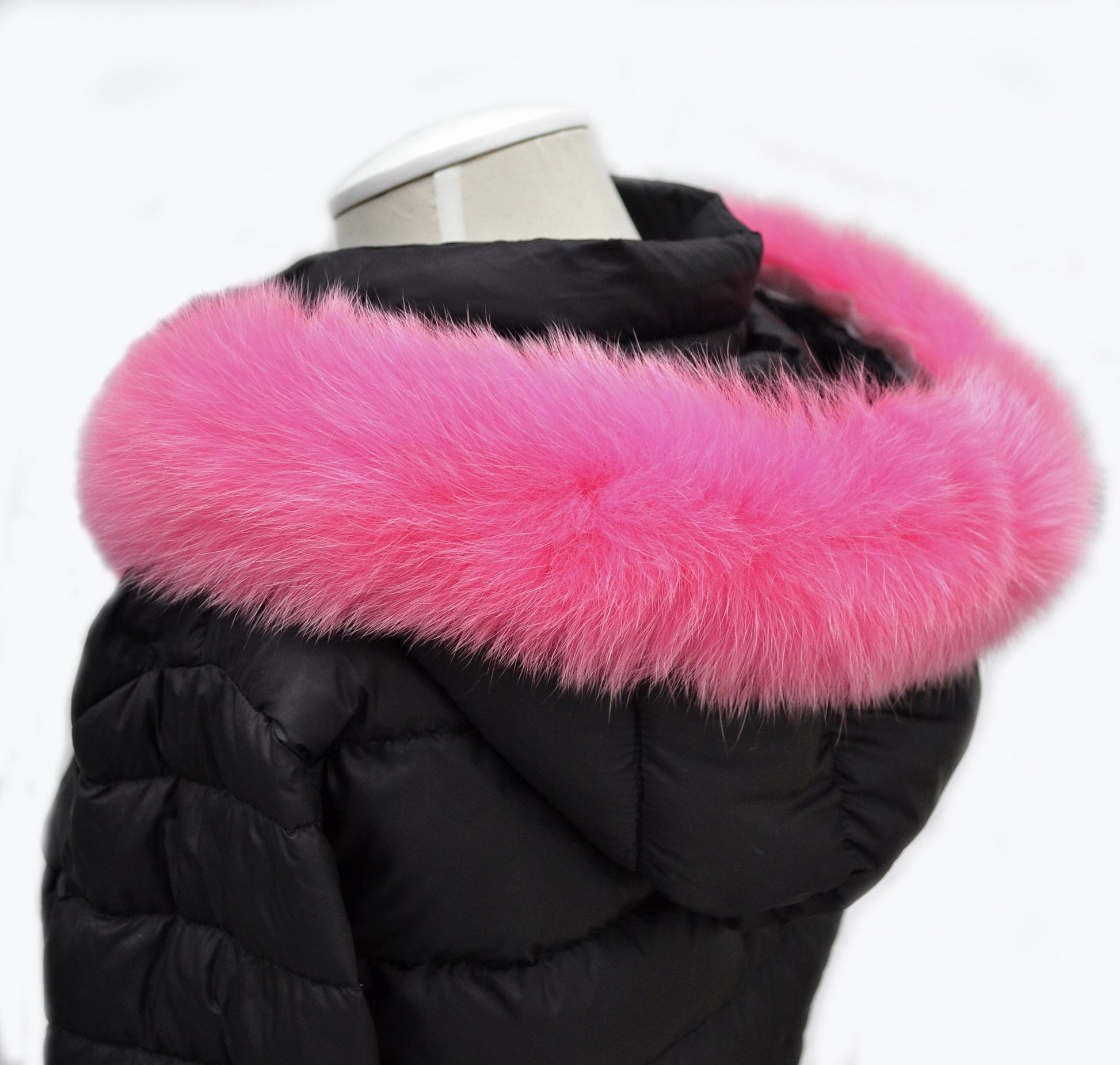 Real Pink Fox Fur Hood Trim: Luxury Finnish Fur Collar