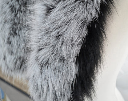 Silver Fox Look Fur Hood Ruff triple – genuine fox tail fur – image 7