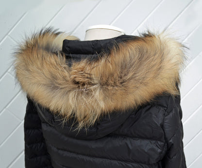 Natural real raccoon fur hood trim made from raccoon tail fur – Single – view 4