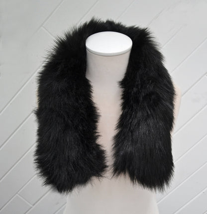 Black Faux Fur Replacement Hood Trim – 60–80 cm