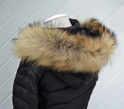 Natural real raccoon fur hood trim made from raccoon tail fur – Single – view 5