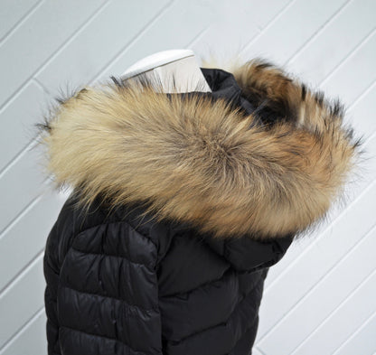 Natural real raccoon fur hood trim made from raccoon tail fur – Single – view 1