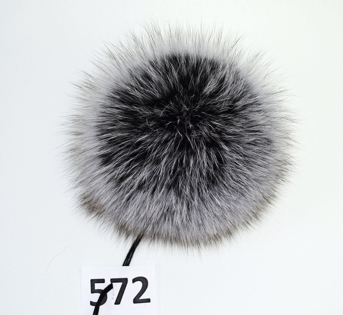 Black Double Fox Fur Pom Poms – genuine fox fur – image 3