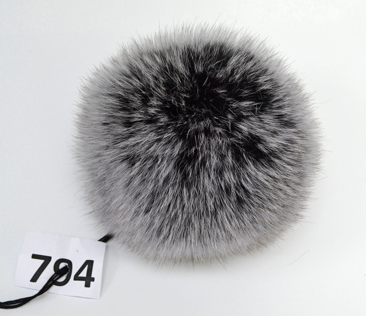 Black Double Fox Fur Pom Poms – genuine fox fur – image 4