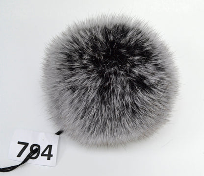 Black Double Fox Fur Pom Poms – genuine fox fur – image 4