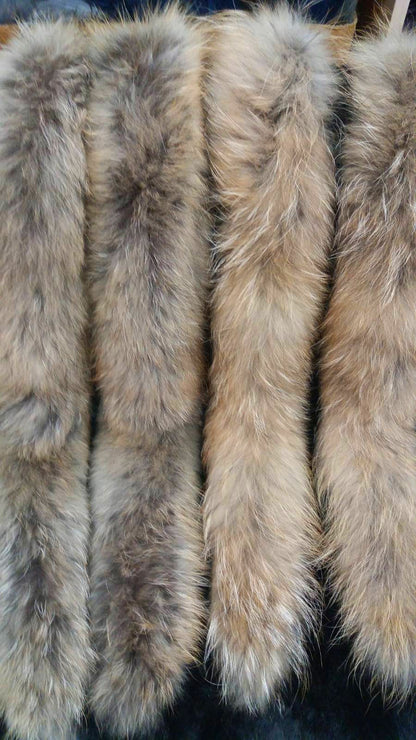 Natural Finnish raccoon fur hood trim cut from genuine Finnish raccoon pelt – size M – view 10