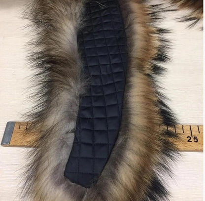 Natural raccoon real fur collar – full fur texture