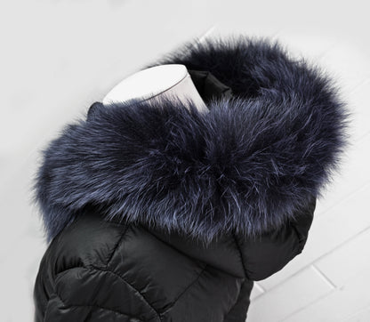 Navy Blue Real Fox Fur Tail Hood Trim single – genuine fox tail fur – image 3