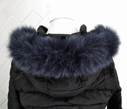 Navy Blue Real Fox Fur Tail Hood Trim single – genuine fox tail fur – image 4