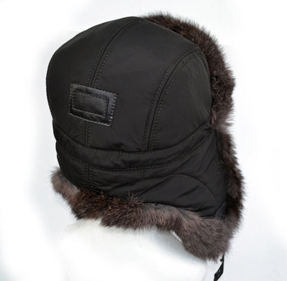 Fur Ear Flap Hat, Men real fur hat, Trapper Hat, Aviator Hat, Ushanka, Russian Hat, Ski Hat, Rabbit Fur, Fur Hat Ear Flaps, Gray fur