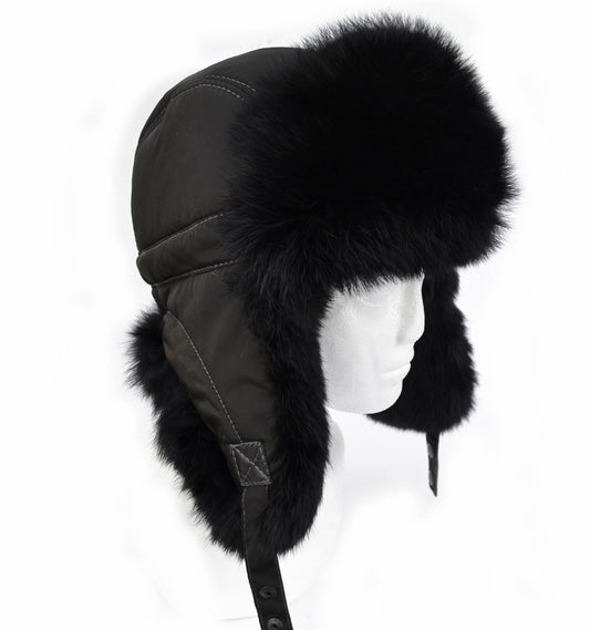 READY to SHIP Fur Ear Flap Hat, Men real fur hat, Trapper Hat, Aviator Hat, Ushanka, Russian Hat, Ski Hat, Rabbit Fur, Fur Hat Ear Flaps