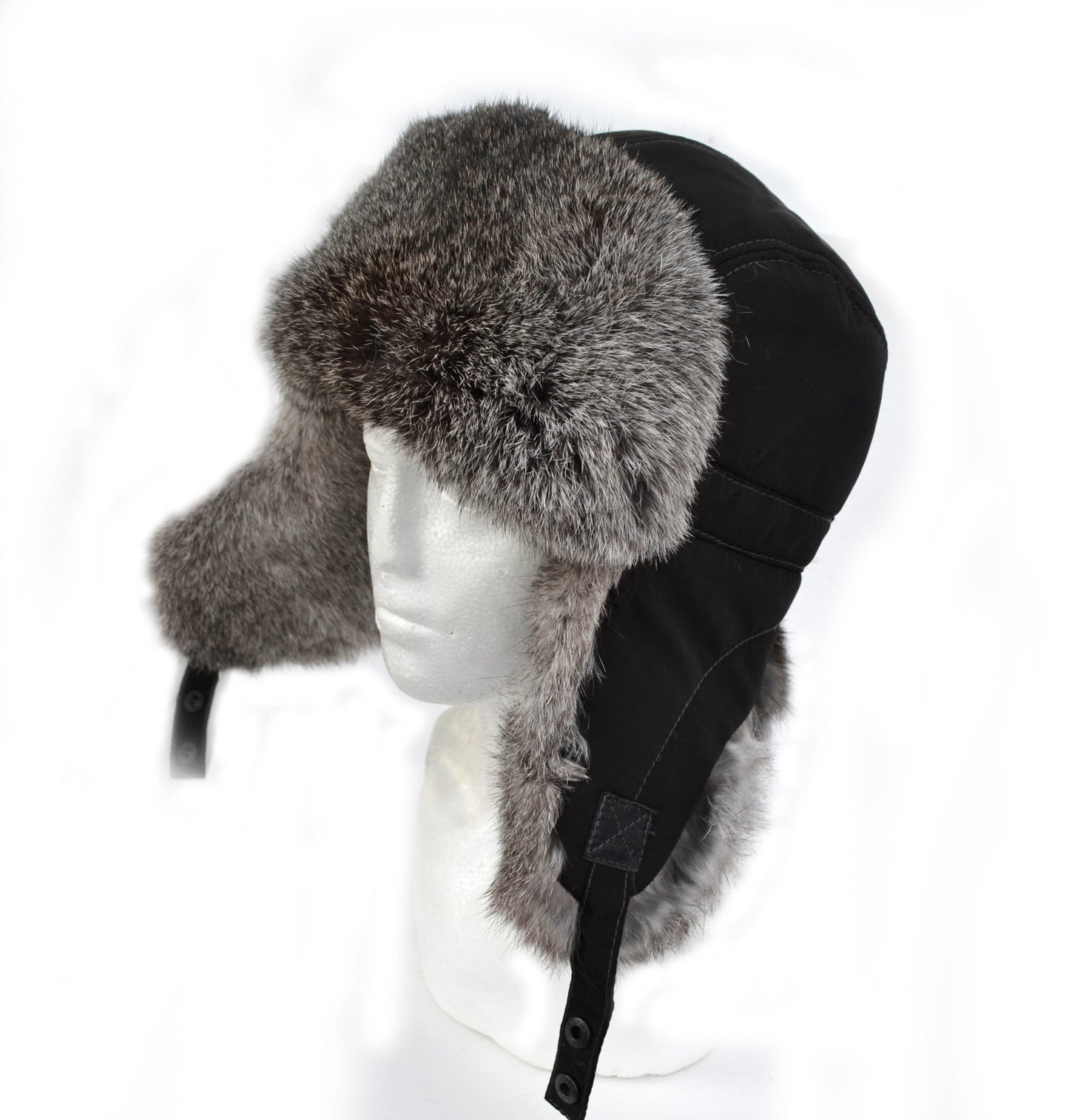 Fur Ear Flap Hat, Men real fur hat, Trapper Hat, Aviator Hat, Ushanka, Russian Hat, Ski Hat, Rabbit Fur, Fur Hat Ear Flaps, Gray fur
