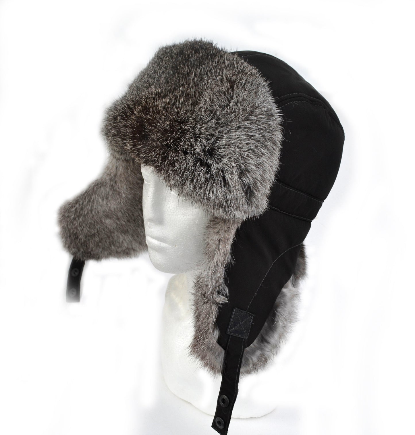 Fur Ear Flap Hat, Men real fur hat, Trapper Hat, Aviator Hat, Ushanka, Russian Hat, Ski Hat, Rabbit Fur, Fur Hat Ear Flaps, Gray fur