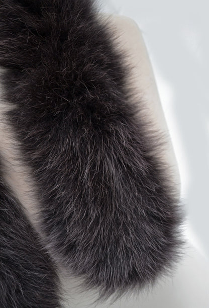 Brown Fur Trim for Hood single – genuine fox tail fur – image 5