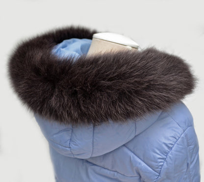 Brown Fur Trim for Hood single – genuine fox tail fur – image 1