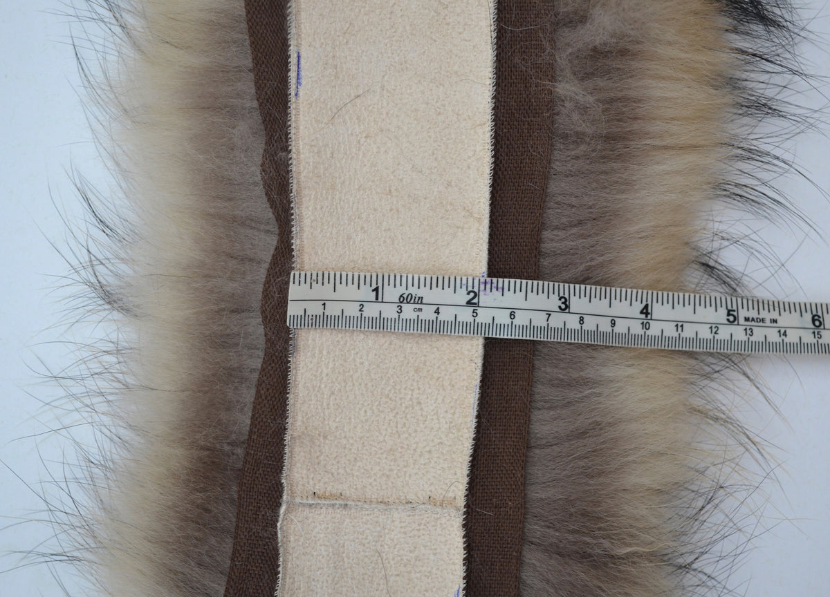 Natural Brown Finnish raccoon fur hood trim cut from genuine Finnish raccoon pelt – size XL – view 10