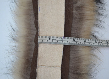 Natural Brown Finnish raccoon fur hood trim cut from genuine Finnish raccoon pelt – size XL – view 10