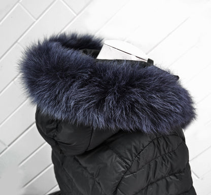 Navy Blue Real Fox Fur Tail Hood Trim single – genuine fox tail fur – image 2