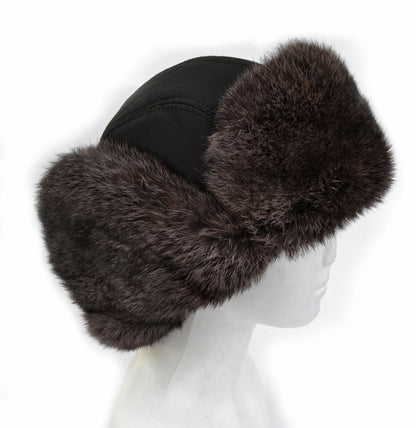 Fur Ear Flap Hat, Men real fur hat, Trapper Hat, Aviator Hat, Ushanka, Russian Hat, Ski Hat, Rabbit Fur, Fur Hat Ear Flaps, Gray fur