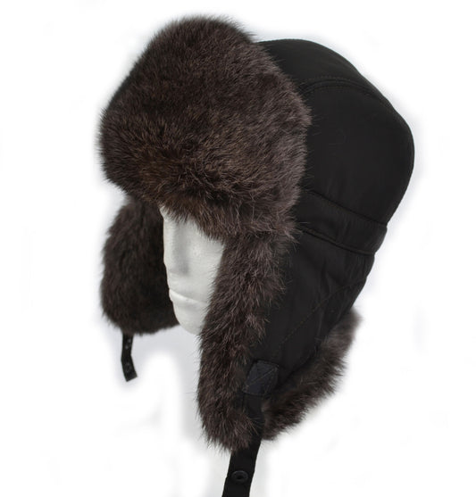 READY to SHIP Fur Ear Flap Hat, Men real fur hat, Trapper Hat, Aviator Hat, Ushanka, Russian Hat, Ski Hat, Rabbit Fur Hat Ear Flaps, Gift
