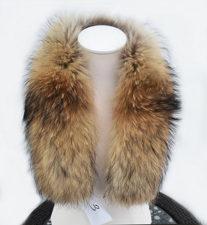 Natural Brown Finnish raccoon fur hood trim cut from genuine Finnish raccoon pelt – size XL – view 4